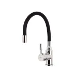 Robinet bucătărie Leziter Corin, mixer cu pipă flexibilă 360°, negru/crom