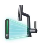 Robinet mixer bucătărie Leziter Mara gri, cap multifuncțional și afișaj digital