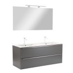 Set mobilier baie Leziter Vario Trim 120 cm, antracit, suspendat, cu lavoar ceramic