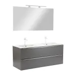 Set mobilier baie Leziter Vario Trim 120 cm, antracit, suspendat, cu lavoar ceramic