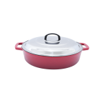 Cratita joasa din fonta emailata 40 cm cu capac din inox, Perfect Home