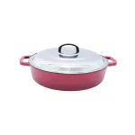 Cratita joasa din fonta emailata 40 cm cu capac din inox, Perfect Home