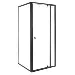 Cabină de duș pe colț Leziter Flexi 90x90 cm, sticlă 6 mm, negru, fără tavă