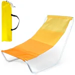 Scaun pliabil de plajă galben 86 x 51,5 x 60 cm, cu geantă de transport