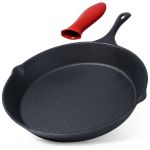 Tigaie din fontă 30 cm cu mâner din fontă, 2 ciocuri și protecție