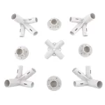 Set conectori pentru pavilion de gradina 3x3 m, ABS alb, 9 piese