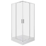 Cabină de duș pătrată Kerra Solid SQ 100 Chrome 100x100 cu tavă inclusă