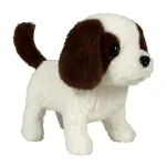 Catelus interactiv de plus pentru copii, merge, latra, codita mobila, 19 cm