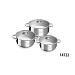 Set oale din inox Diamond, 6 piese cu capace din sticlă, pentru inducție