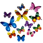 Set 12 fluturi decorativi 3D fosforescenți, autoadezivi, 6–12 cm, multicolori