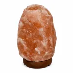 Lampă decorativă din sare Himalaya 2-3 kg, cu suport din lemn și bec E14