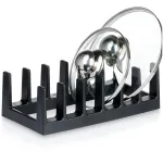 Organizator vertical pentru capace și farfurii, negru, 28×15×9 cm (6 sloturi)