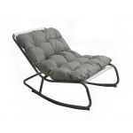 Fotoliu balansoar de grădină Leziter Zen, gri, cadru din oțel, pernă groasă
