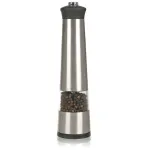 Râșniță electrică pentru sare și piper din inox, 22,5 cm, cu buton
