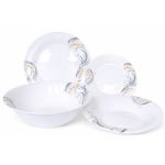 Set de masă OPAL din porțelan, 19 piese, pentru 6 persoane, roz-gri, rotund