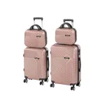 Set valize troler Leziter TraveLux Pro XXII, 4 piese, ABS, roți 360°, aur roz