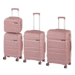Set valize rulante Leziter TraveLux Voyager, 4 piese, PP, TSA, aur roz