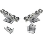 Set 2 cărucioare cu 9 role din oțel pentru poartă culisantă, șină 80x80x5