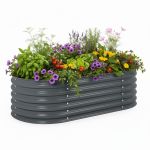 Strat înălțat pentru grădină 160x80x45 cm din oțel galvanizat, gri antracit