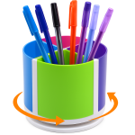 Suport rotativ pentru instrumente de scris, 360°, cu 4 compartimente detasabile, ABS, multicolor