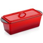 Tavă pentru pâine din fontă emailată cu capac, 3 L, 35 × 14 cm (Vilde)