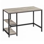 VASAGLE Birou cu 2 rafturi pe stanga sau dreapta, cadru din otel, 60x120x75cm, industrial, gri stejar Household NewTrend