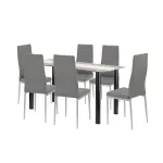 Set dining Leziter Denton 6+1, masă din sticlă călită 140x80 cm, gri