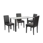 Set masă dining Leziter Cadiz 4+1, sticlă securizată, 4 scaune ECO, negru