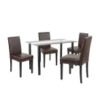 Set masă dining Leziter Karin cu 4 scaune, blat sticlă securizată 120 cm