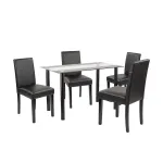 Set masă dining Leziter Karin 4+1, masă sticlă securizată, negru-negru