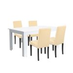 Leziter Set de masă Leon 4+1 alb-bej