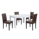 Leziter Set de masă Leon 4+1 alb-maro