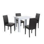 Leziter Set de masă Leon 4+1 alb-negru