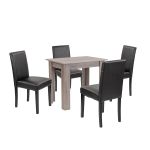 Leziter Set de masă Leon 4+1 stejar York-negru