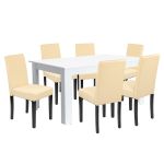 Leziter Set de masă Leon 6+1 alb-bej