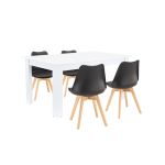 Leziter Set de masă Lola 4+1 alb-negru