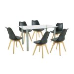 Leziter Set de masă Midori 6+1 negru