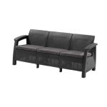 Canapea de grădină Curver Corfu Love Seat Max, 3 locuri, grafit, perne gri