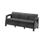 Canapea de grădină Curver Corfu Love Seat Max, 3 locuri, grafit, perne gri