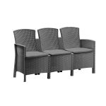 Canapea de grădină Leziter Lima, 3 locuri, ratan artificial, grafit