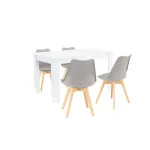 Set masă cu 4 scaune Leziter Zara 4+1, gri-alb, pentru bucătărie
