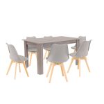 Leziter Set de masă Zara 6+1 gri-stejar York