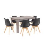 Leziter Set de masă Zara 6+1 negru-stejar York
