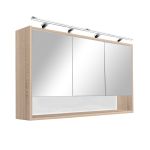 Dulap baie suspendat cu oglindă Leziter Luna 120, stejar Sonoma, 2 rafturi