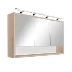 Dulap baie suspendat cu oglindă Leziter Luna 120, stejar Sonoma, 2 rafturi