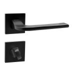 Mâner ușă WC Leziter negru mat cu rozetă pătrată, pentru uși de interior