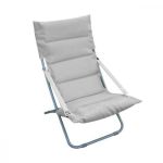 Șezlong de plajă Mirpol pliabil, verde-gri, cu saltea din spumă și cadru din oțel