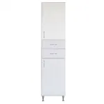 Dulap înalt de baie Leziter Bianca Plus 45, alb lucios, dreapta, 2 uși, 2 sertare