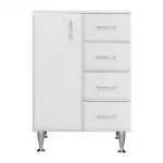 Dulap de baie Leziter Bianca Plus 60, 1 usa, 4 sertare, alb lucios, stanga