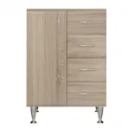 Dulap baie Leziter Bianca Plus 60 cu usa stanga si 4 sertare, stejar Sonoma